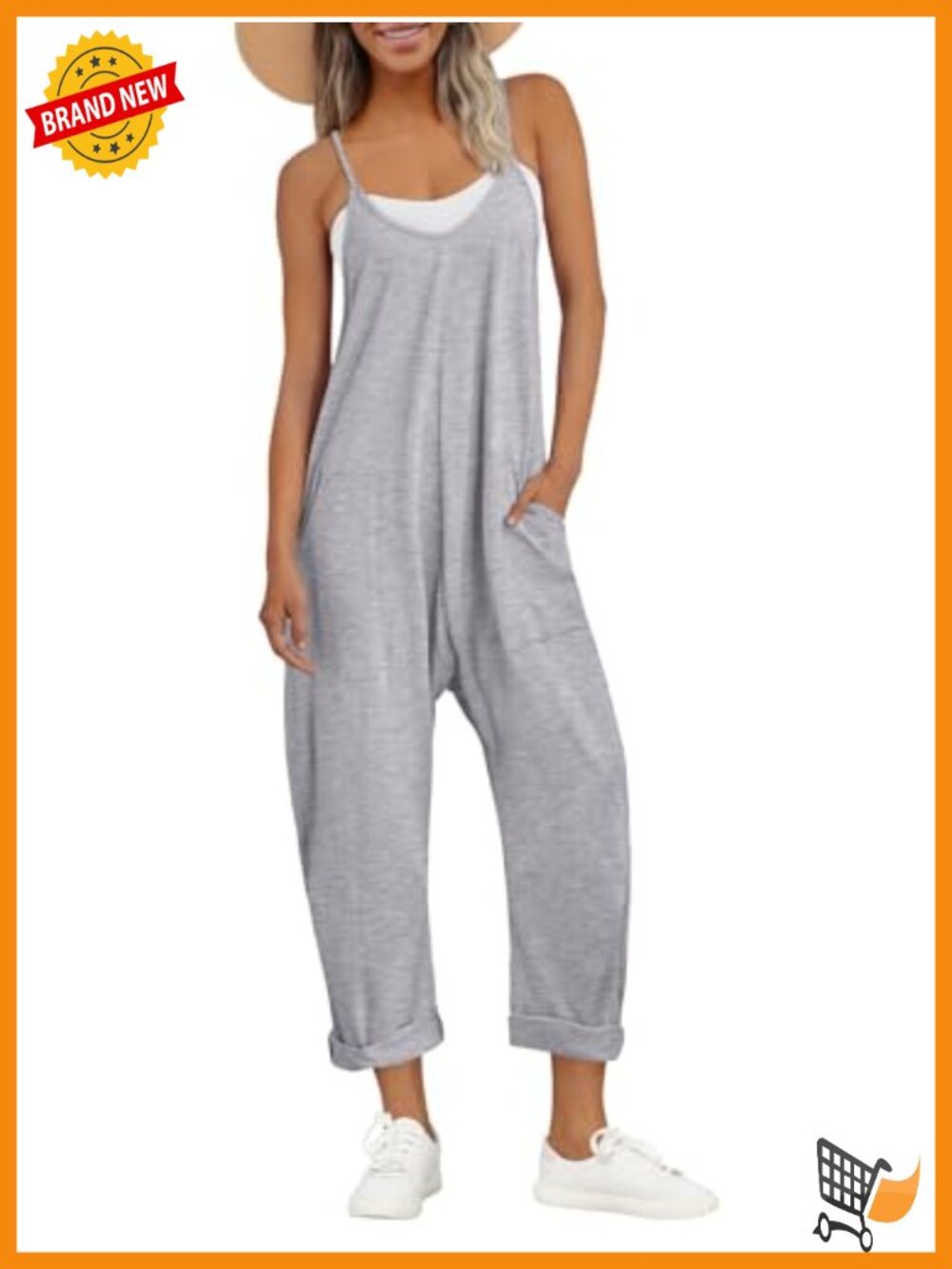 Casual Summer Jumpsuit Romper with Pockets Beach Vacation Outfit